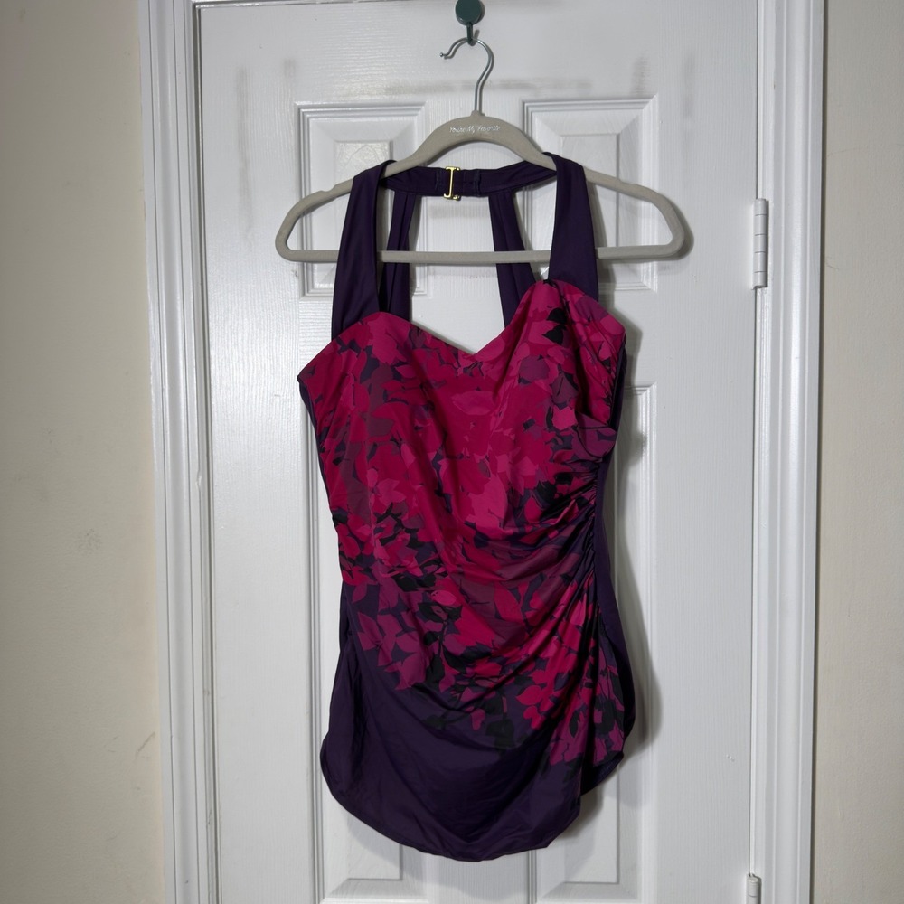 Lands' End Floral Tummy Control Halter One Piece NWT 18W